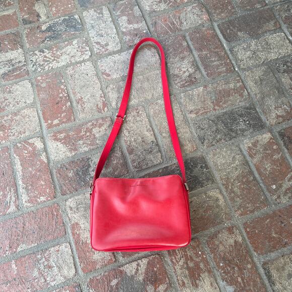 Vintage Liz Clairborne Red Purse with Palm Tree Charm - Picture 1 of 3